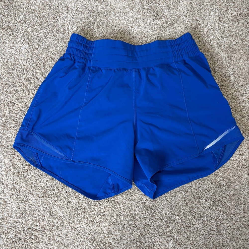 Lulu hotty hot high rise 4 inch Women's Blue Athletic Shorts